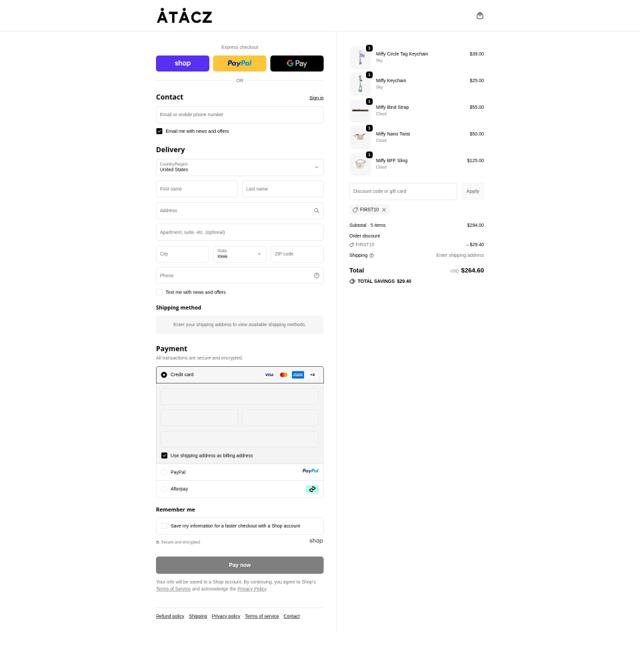 Atacz checkout page showing Atacz promo code box | Screenshot taken by SimplyCodes community member on Sep 17, 2025