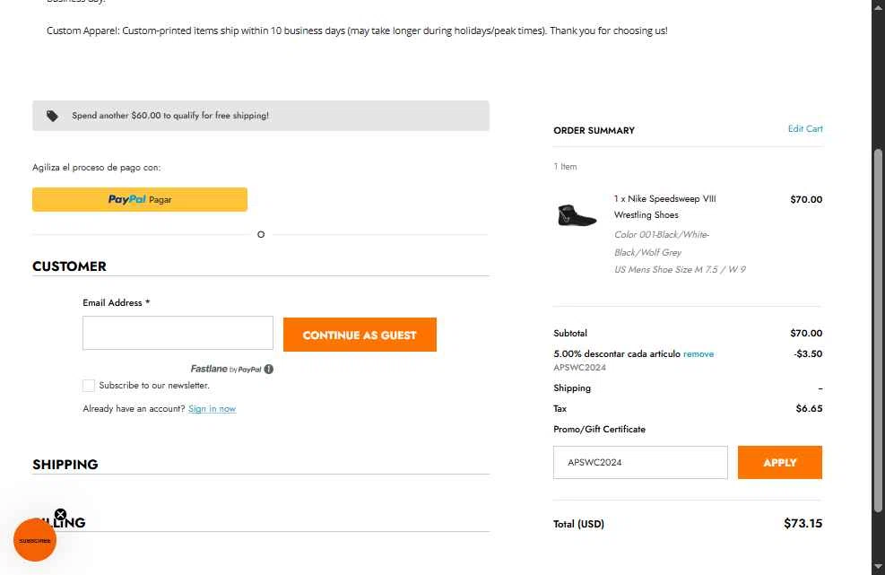 Athlete Performance Solutions checkout page showing Athlete Performance Solutions coupon code box | Screenshot taken by SimplyCodes community member on Nov 5, 2025