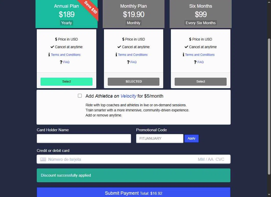 Athletica checkout page showing Athletica discount code box | Screenshot taken by SimplyCodes community member on Dec 15, 2025