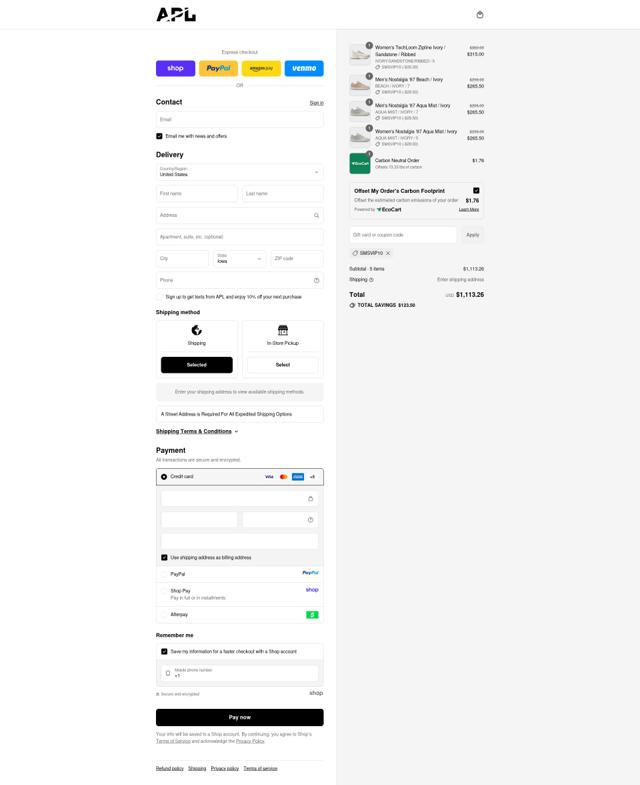 Athletic Propulsion Labs checkout page showing Athletic Propulsion Labs promo code box | Screenshot taken by SimplyCodes community member on Sep 14, 2025
