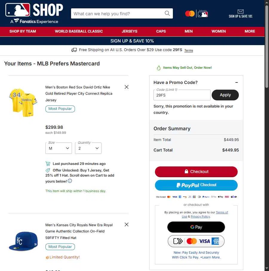 Atlanta Braves checkout page showing Atlanta Braves promo code box | Screenshot taken by SimplyCodes community member on Feb 6, 2026