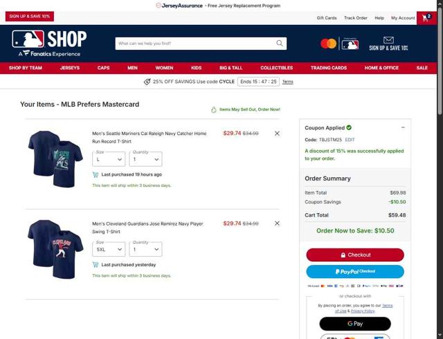 Atlanta Braves checkout page showing Atlanta Braves promo code box | Screenshot taken by SimplyCodes community member on Sep 10, 2025