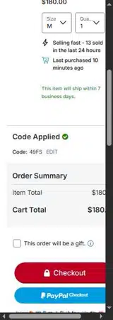 49FS coupon verification screenshot