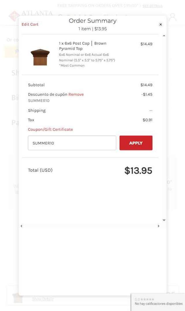 Atlanta Post Caps checkout page showing Atlanta Post Caps promo code box | Screenshot taken by SimplyCodes community member on Jul 3, 2025