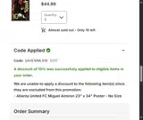 Atlanta United FC coupon verification screenshot