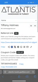 TIFFANYHOLMES coupon verification screenshot