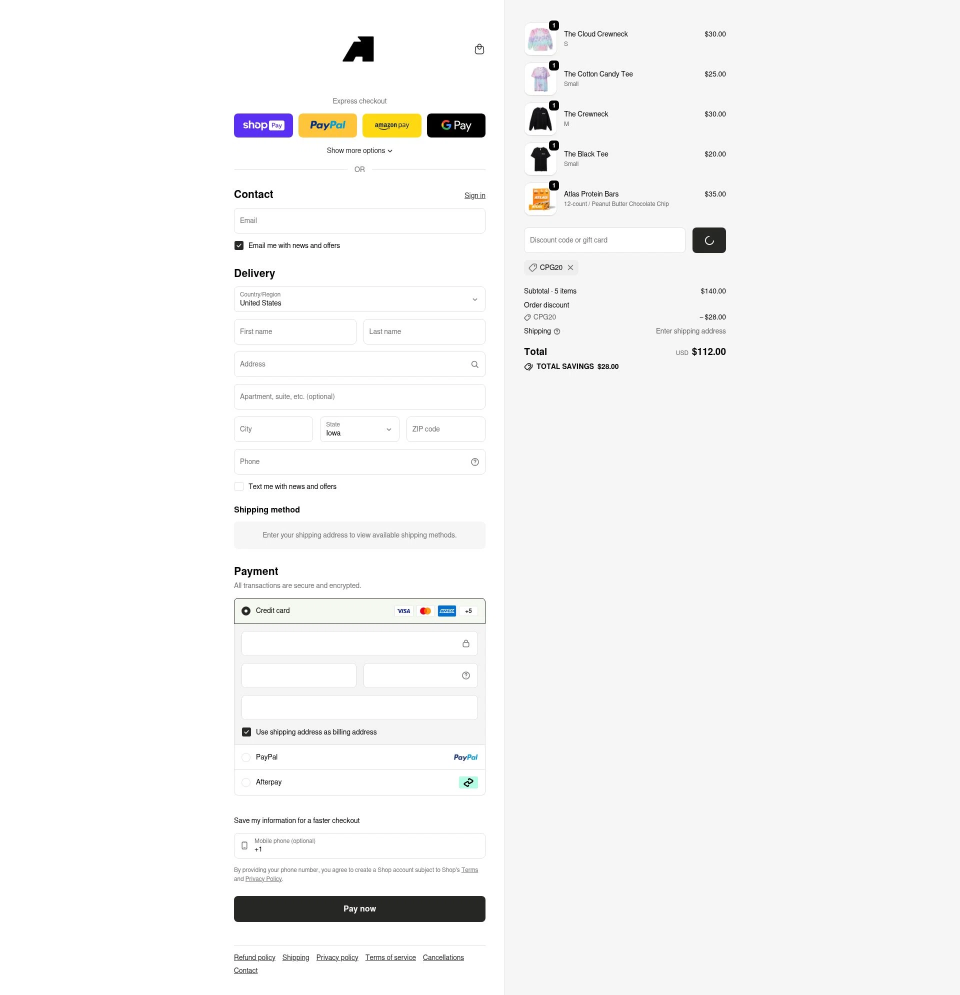 Atlas Bar checkout page showing Atlas Bar discount code box | Screenshot taken by SimplyCodes community member on Jan 11, 2026