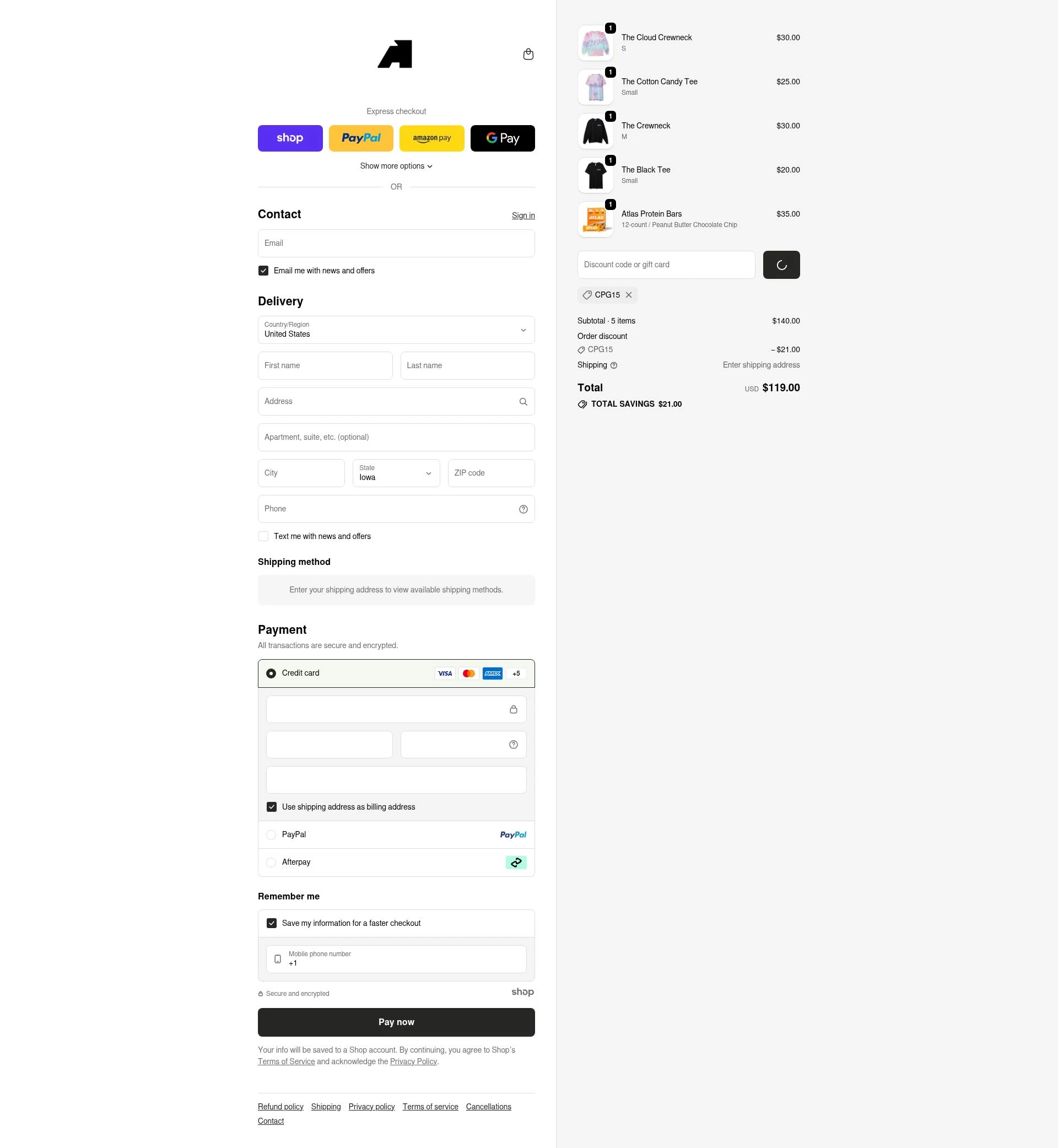 Atlas Bar checkout page showing Atlas Bar discount code box | Screenshot taken by SimplyCodes community member on Jan 1, 2026