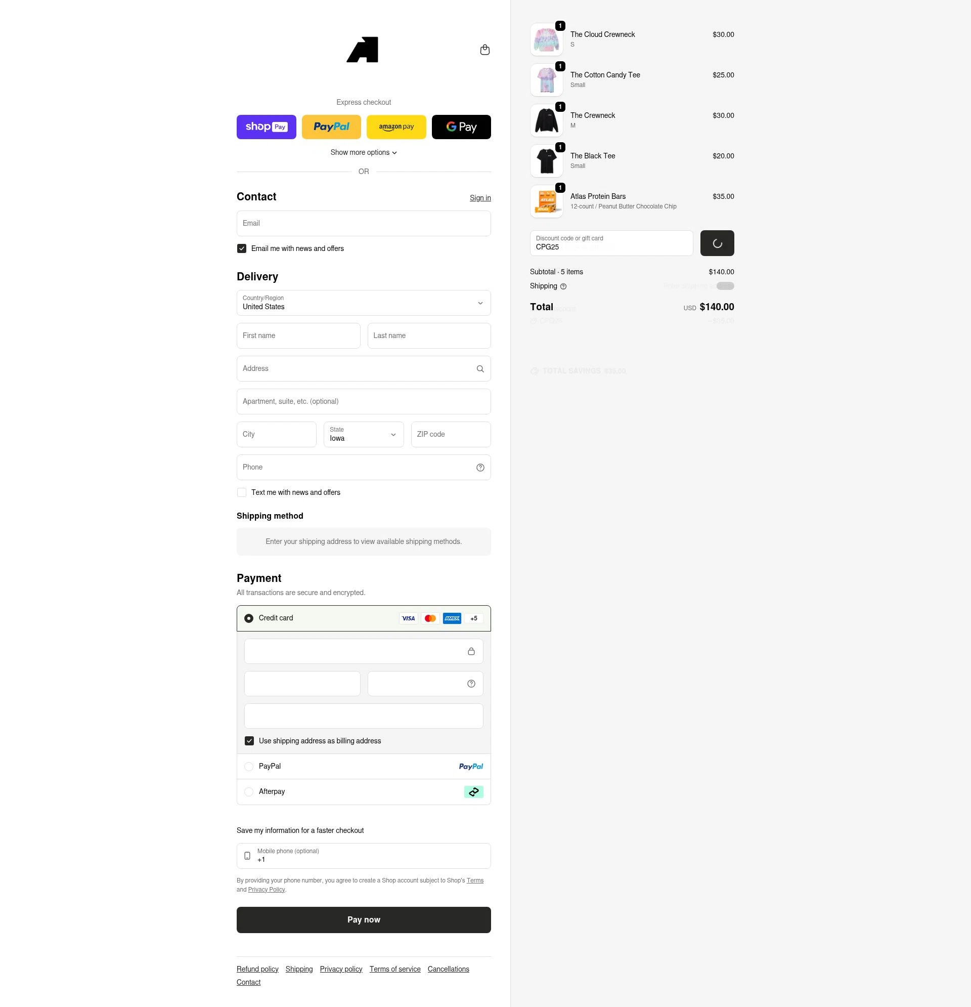 Atlas Bar checkout page showing Atlas Bar discount code box | Screenshot taken by SimplyCodes community member on Jan 11, 2026