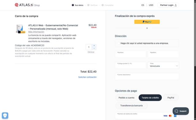 ATLAS.ti checkout page showing ATLAS.ti promo code box | Screenshot taken by SimplyCodes community member on May 22, 2025