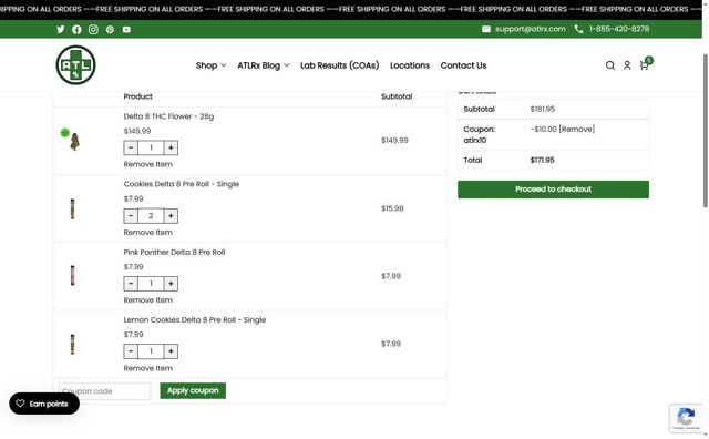 ATL Rx checkout page showing ATL Rx promo code box | Screenshot taken by SimplyCodes community member on Aug 15, 2025