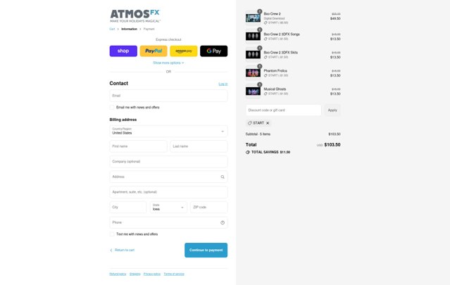 AtmosFX checkout page showing AtmosFX discount code box | Screenshot taken by SimplyCodes community member on Aug 28, 2025