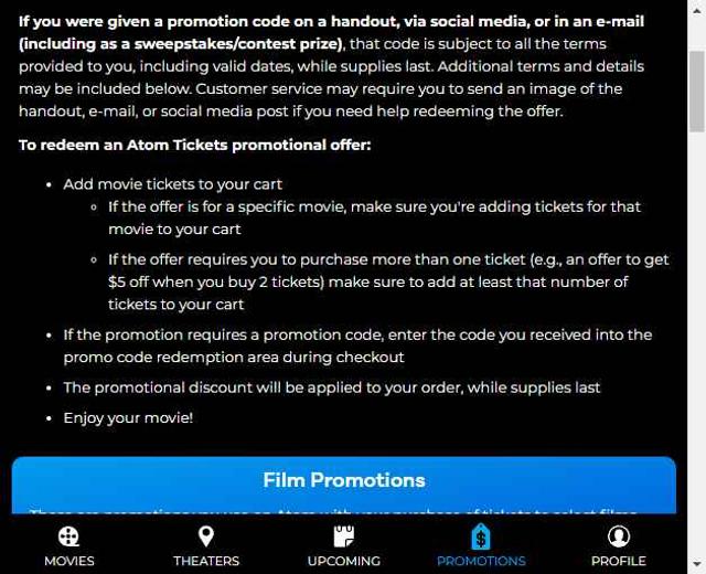 Atom Tickets checkout page showing Atom Tickets promo code box | Screenshot taken by SimplyCodes community member on Jun 14, 2025