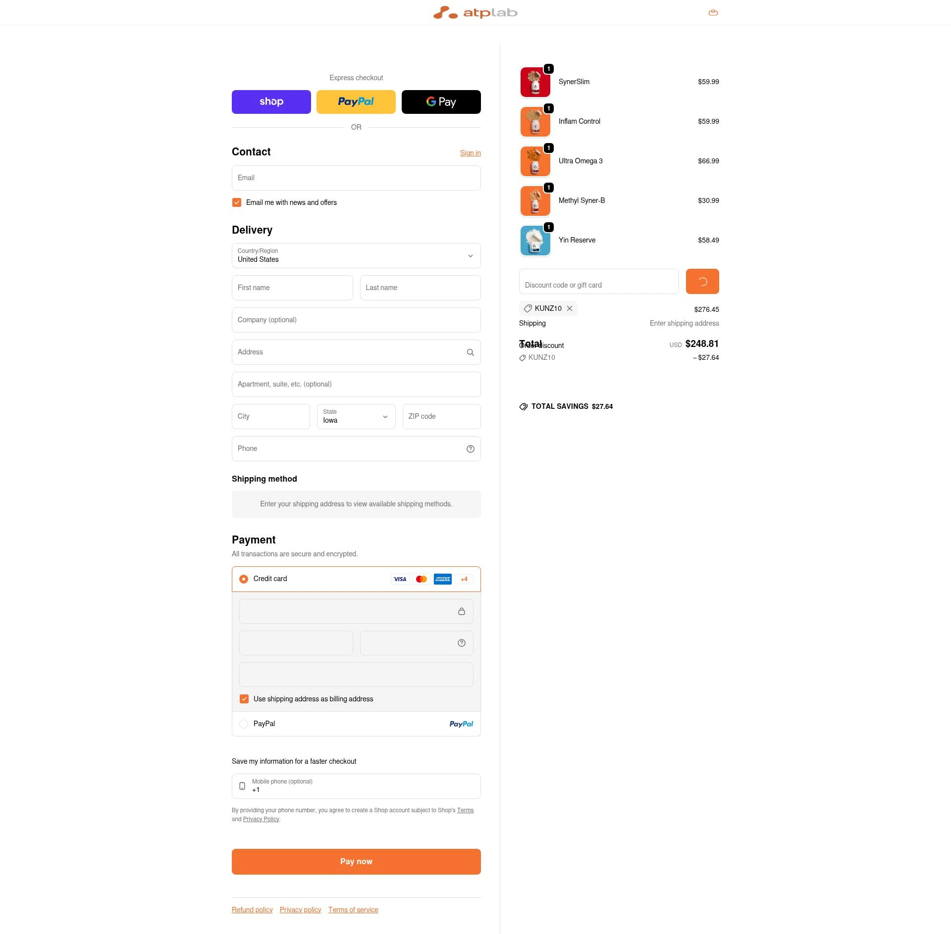 ATP checkout page showing ATP promo code box | Screenshot taken by SimplyCodes community member on Feb 10, 2026
