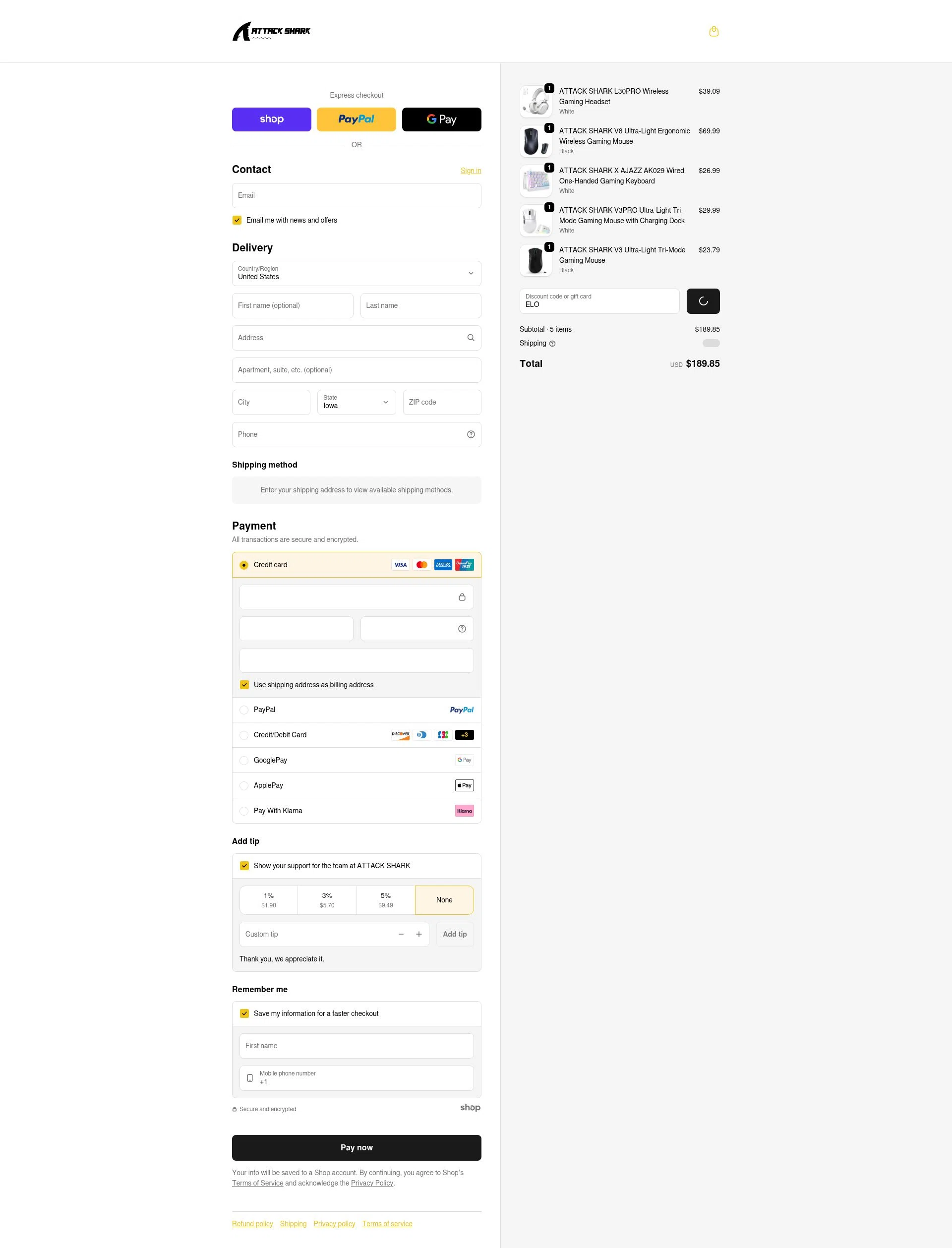 Attack Shark checkout page showing Attack Shark discount code box | Screenshot taken by SimplyCodes community member on Jan 23, 2026