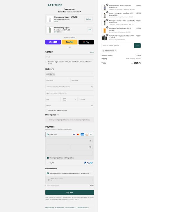 Attitude checkout page showing Attitude discount code box | Screenshot taken by SimplyCodes community member on Jul 22, 2025