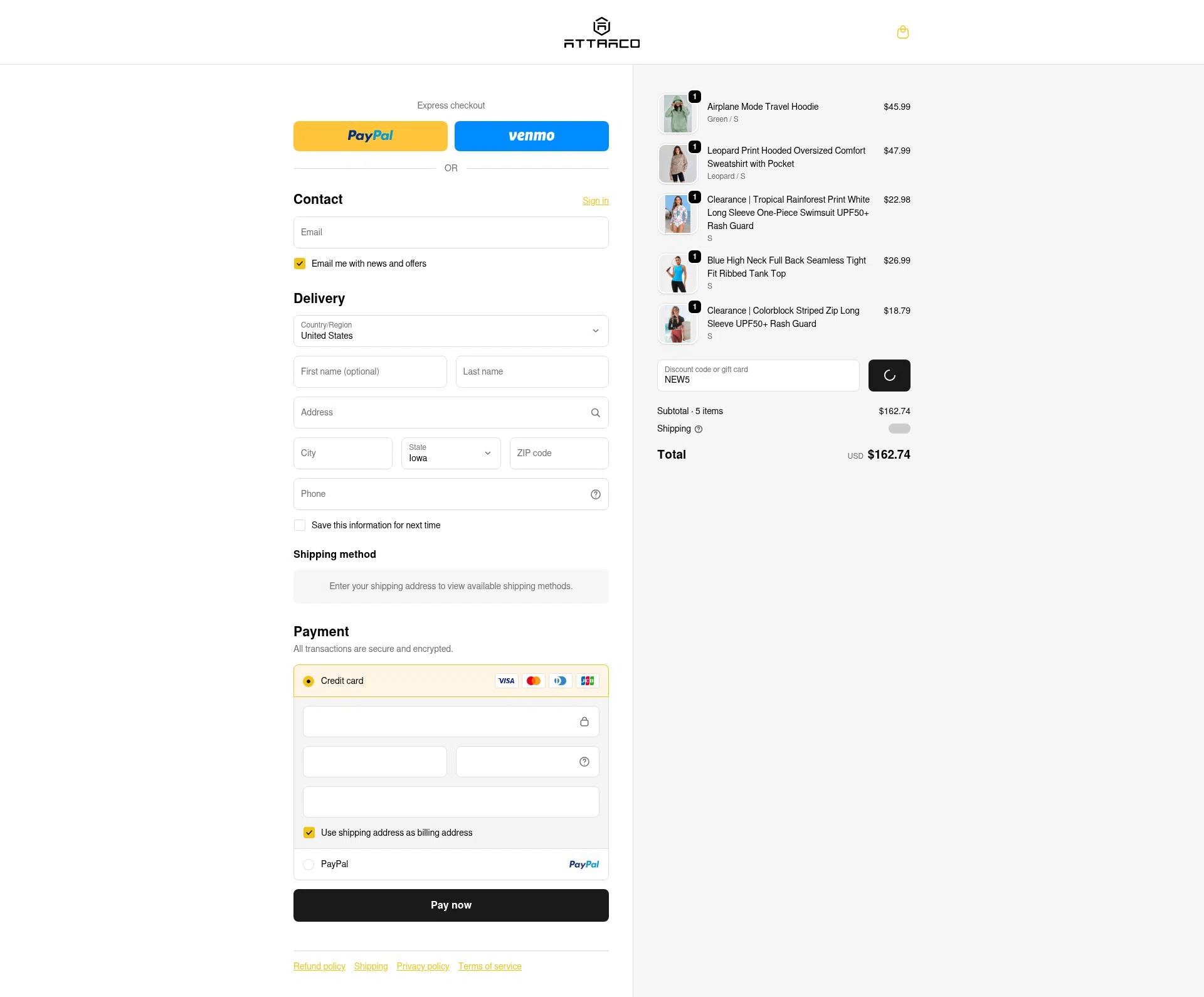 Attraco checkout page showing Attraco discount code box | Screenshot taken by SimplyCodes community member on Dec 29, 2025