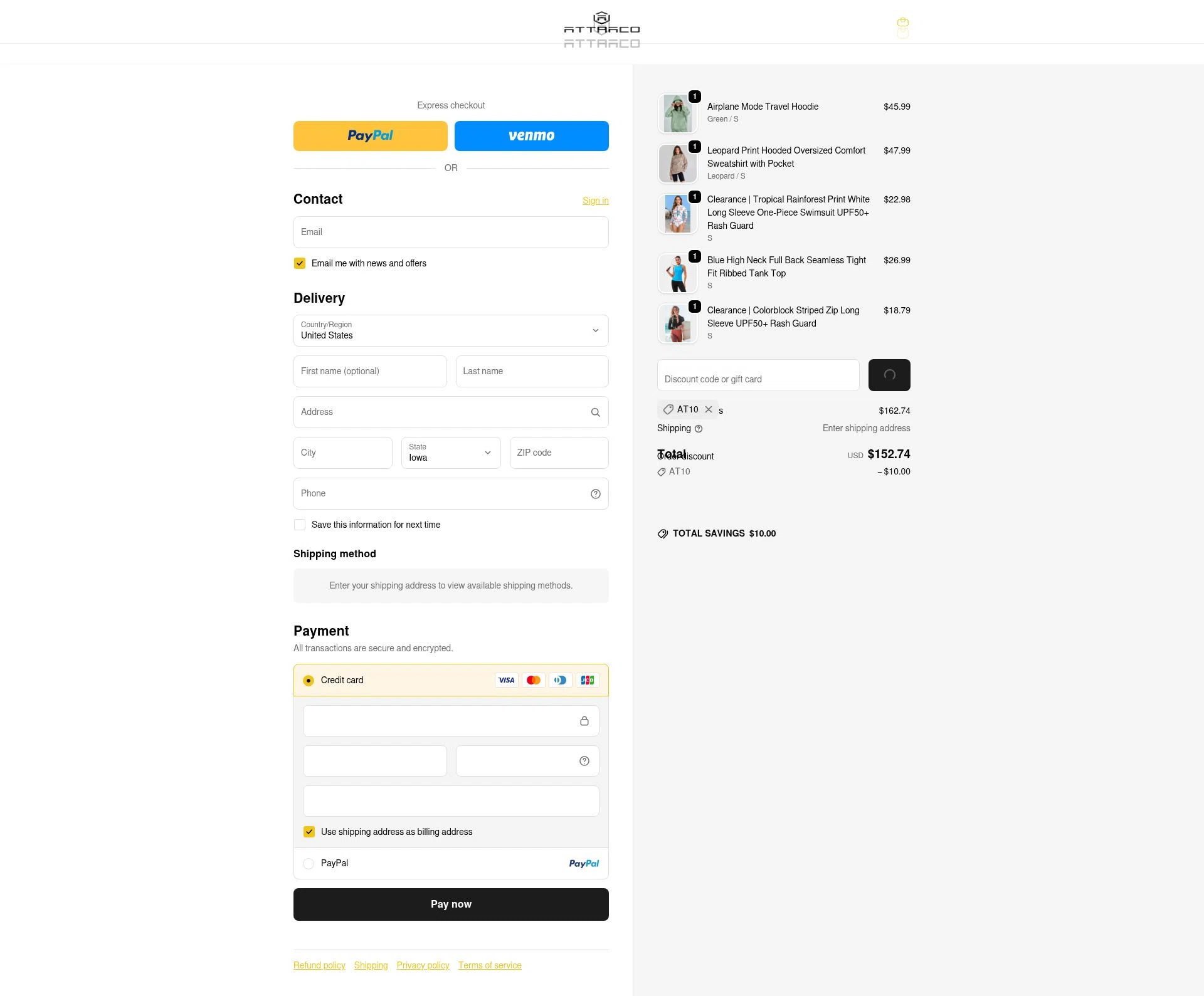 Attraco checkout page showing Attraco discount code box | Screenshot taken by SimplyCodes community member on Dec 29, 2025