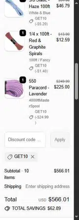 Get10 coupon verification screenshot