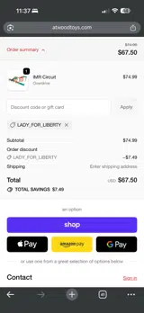 LADY_FOR_LIBERTY coupon verification screenshot