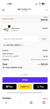 LADYFOR_LIBERTY coupon verification screenshot
