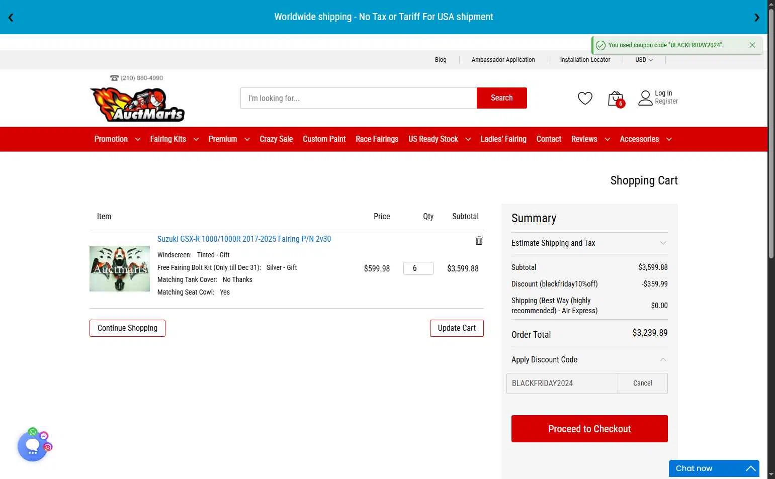 Auctmarts checkout page showing Auctmarts discount code box | Screenshot taken by SimplyCodes community member on Nov 13, 2025