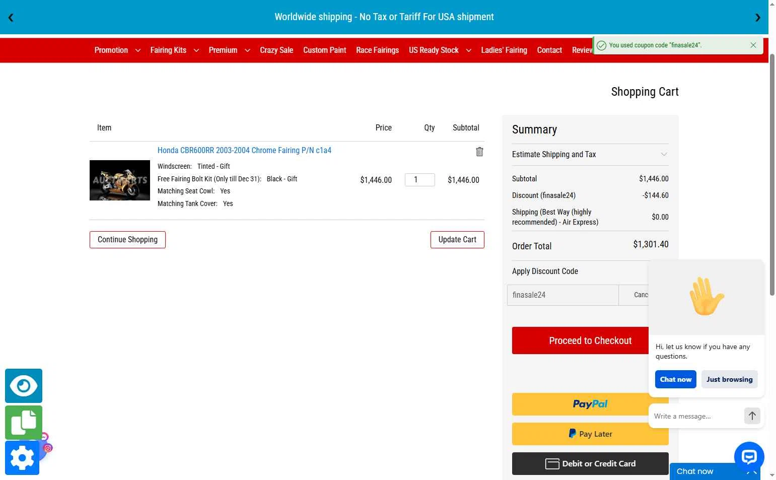 Auctmarts checkout page showing Auctmarts discount code box | Screenshot taken by SimplyCodes community member on Oct 29, 2025