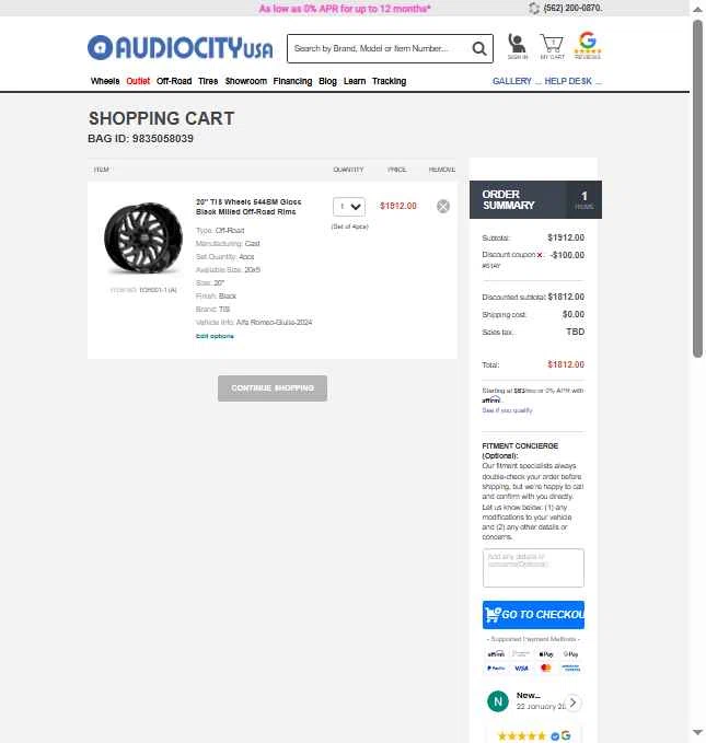Audiocityusa checkout page showing Audiocityusa discount code box | Screenshot taken by SimplyCodes community member on Jan 24, 2026