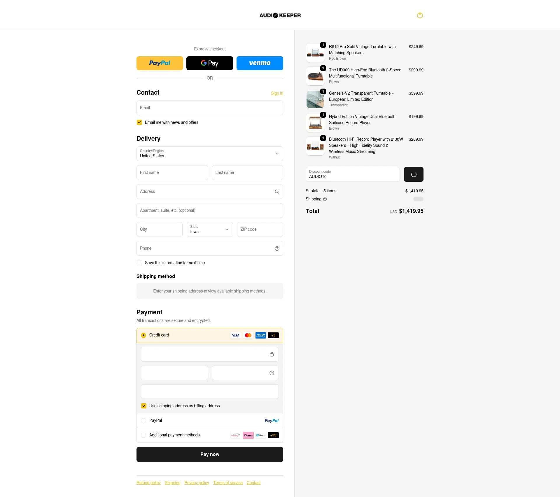 Audio Keeper checkout page showing Audio Keeper promo code box | Screenshot taken by SimplyCodes community member on Jan 3, 2026