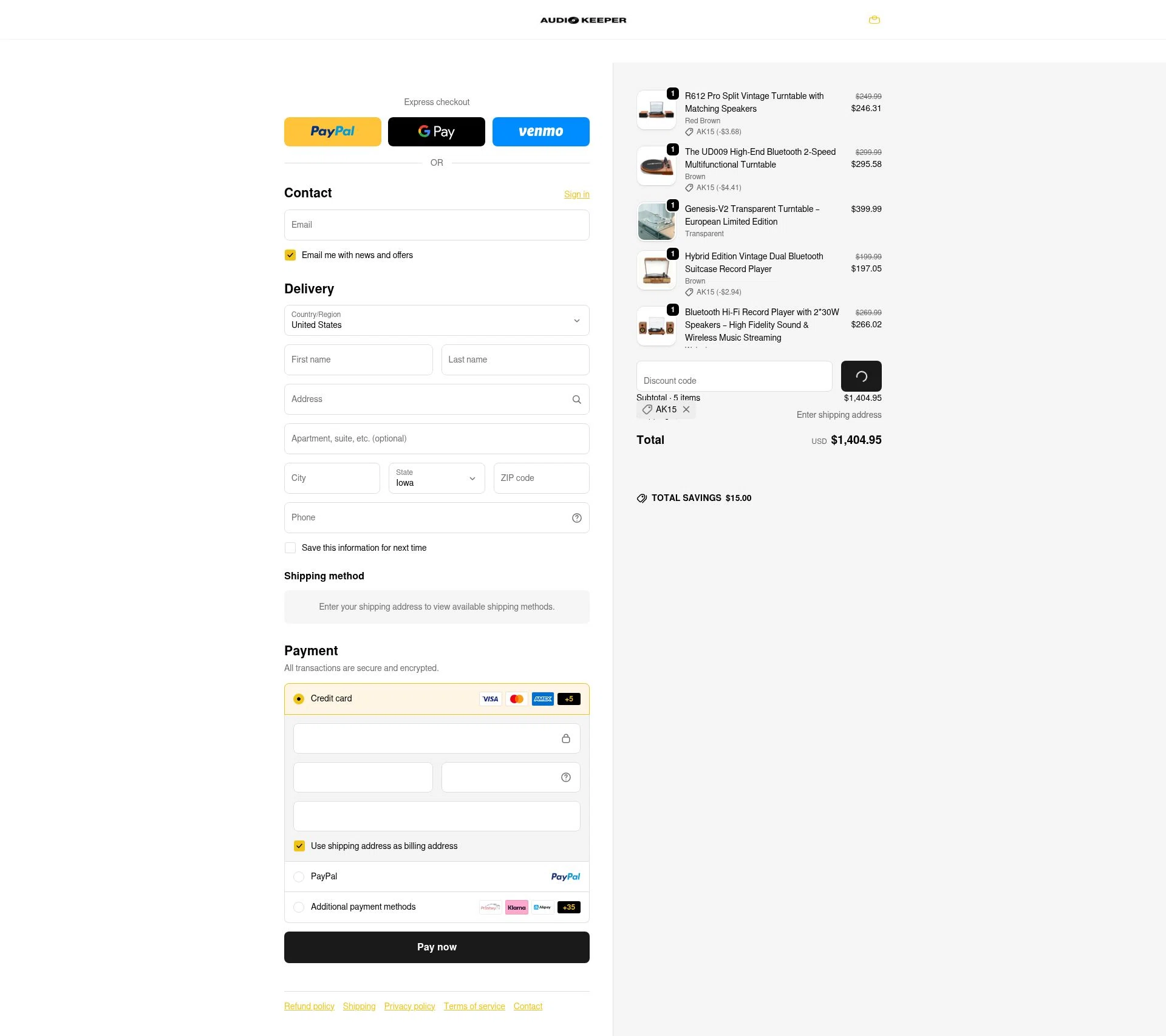 Audio Keeper checkout page showing Audio Keeper promo code box | Screenshot taken by SimplyCodes community member on Jan 3, 2026