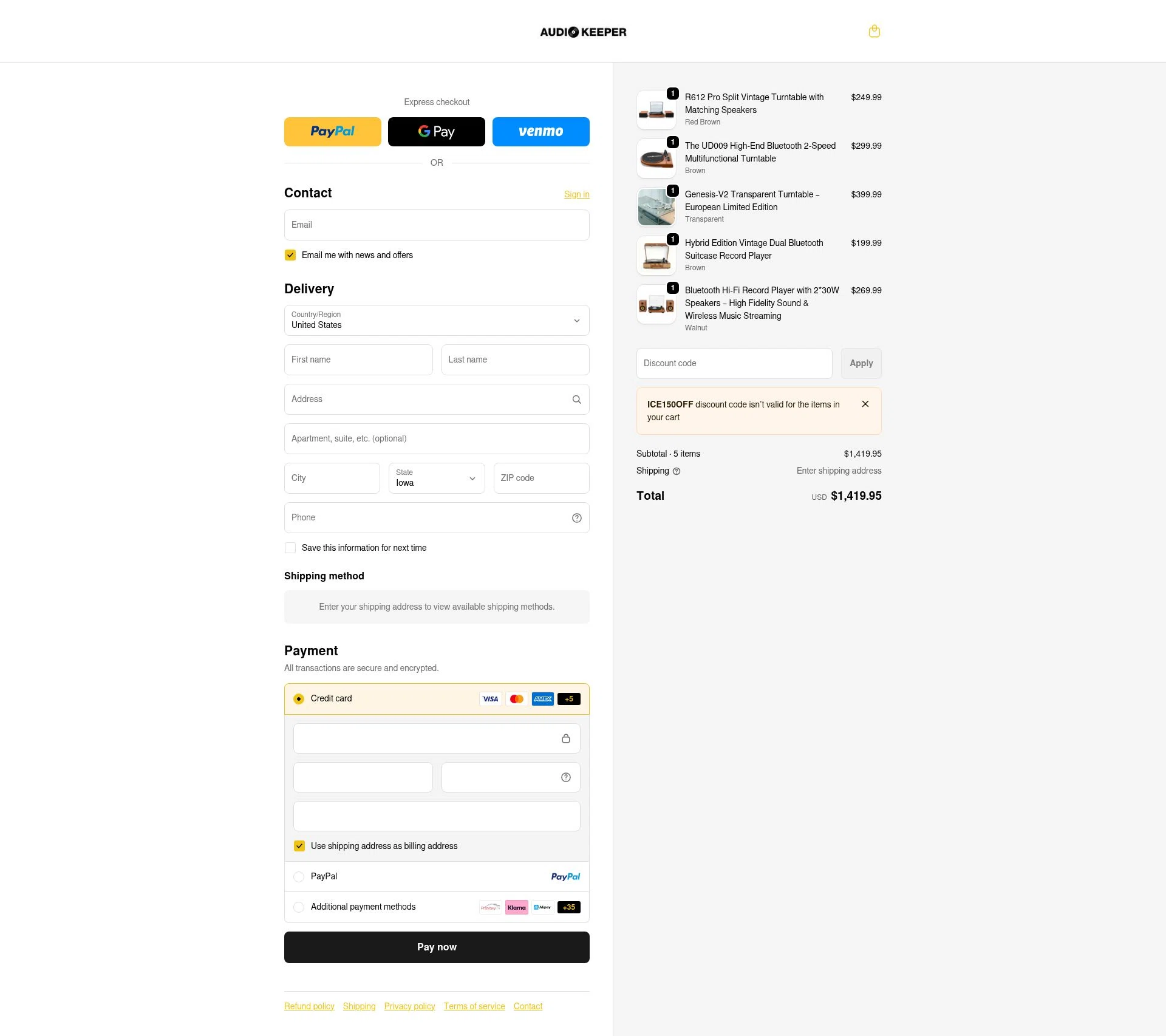 Audio Keeper checkout page showing Audio Keeper promo code box | Screenshot taken by SimplyCodes community member on Jan 3, 2026