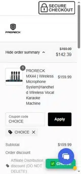 CHOICE coupon verification screenshot