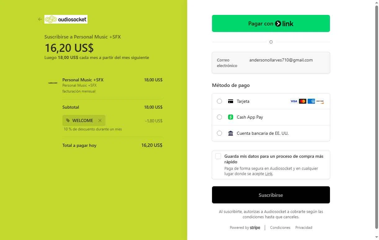 Audiosocket Blog checkout page showing Audiosocket Blog promo code box | Screenshot taken by SimplyCodes community member on Dec 11, 2025