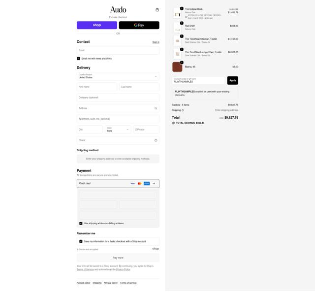 Audo Copenhagen checkout page showing Audo Copenhagen promo code box | Screenshot taken by SimplyCodes community member on Sep 21, 2025