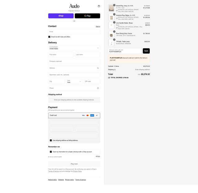Audo Copenhagen checkout page showing Audo Copenhagen promo code box | Screenshot taken by SimplyCodes community member on Sep 12, 2025