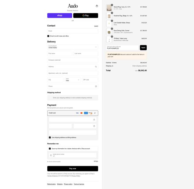 Audo Copenhagen checkout page showing Audo Copenhagen promo code box | Screenshot taken by SimplyCodes community member on Sep 8, 2025