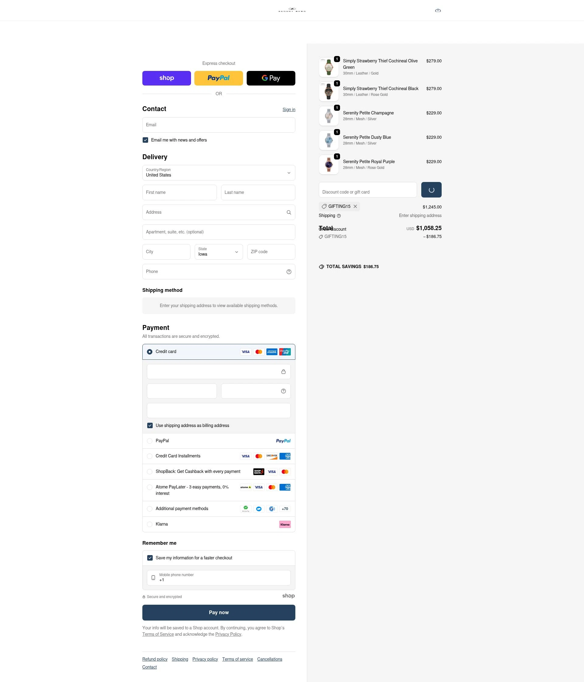 August Berg checkout page showing August Berg discount code box | Screenshot taken by SimplyCodes community member on Dec 24, 2025
