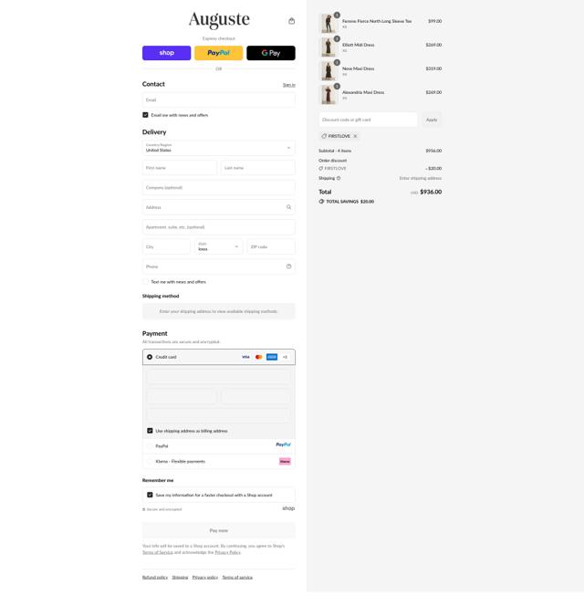 Auguste checkout page showing Auguste promo code box | Screenshot taken by SimplyCodes community member on Sep 12, 2025