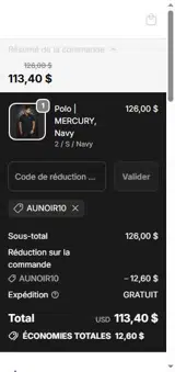 AU NOIR coupon verification screenshot