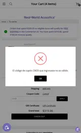 Cm20 coupon verification screenshot