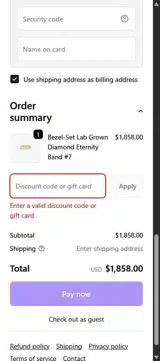 BLUE10 coupon verification screenshot