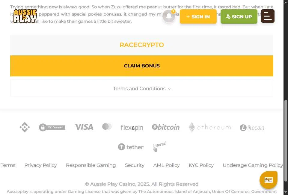 Aussie Play checkout page showing Aussie Play promo code box | Screenshot taken by SimplyCodes community member on Nov 16, 2025