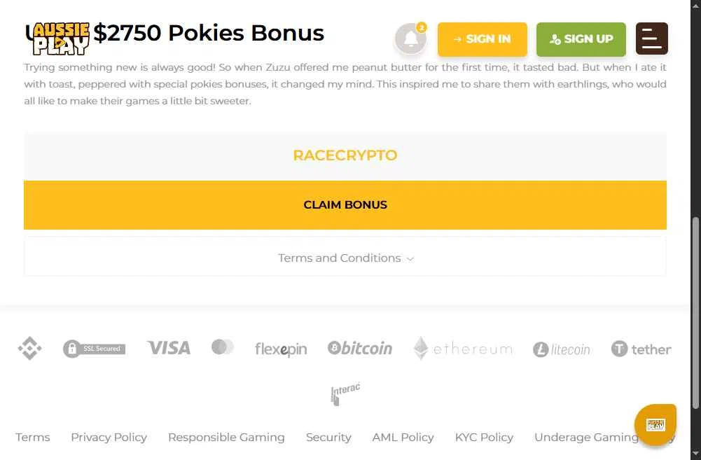 Aussie Play checkout page showing Aussie Play promo code box | Screenshot taken by SimplyCodes community member on Jan 13, 2026