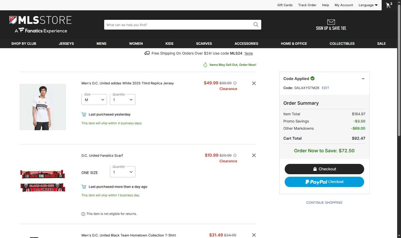 Austin FC checkout page showing Austin FC promo code box | Screenshot taken by SimplyCodes community member on Feb 5, 2026
