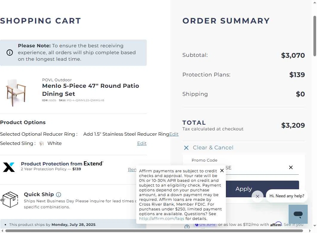 AuthenTEAK checkout page showing AuthenTEAK promo code box | Screenshot taken by SimplyCodes community member on Jul 26, 2025