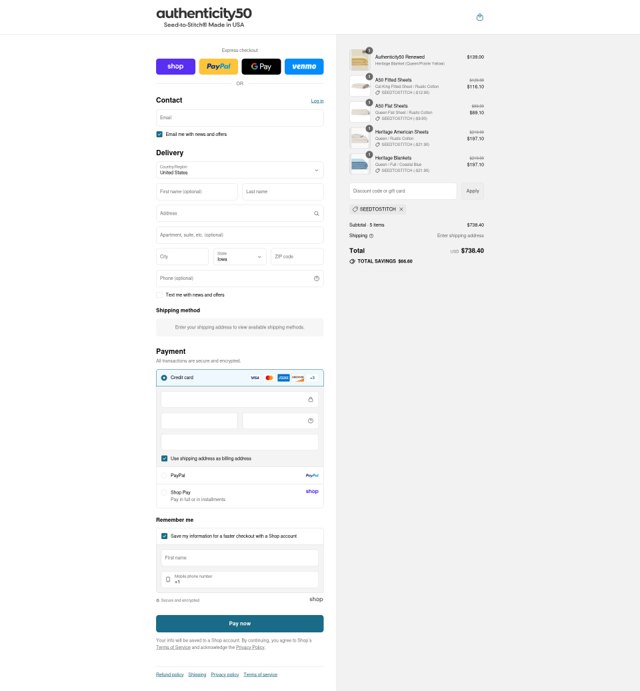Authenticity 50 checkout page showing Authenticity 50 promo code box | Screenshot taken by SimplyCodes community member on Aug 29, 2025