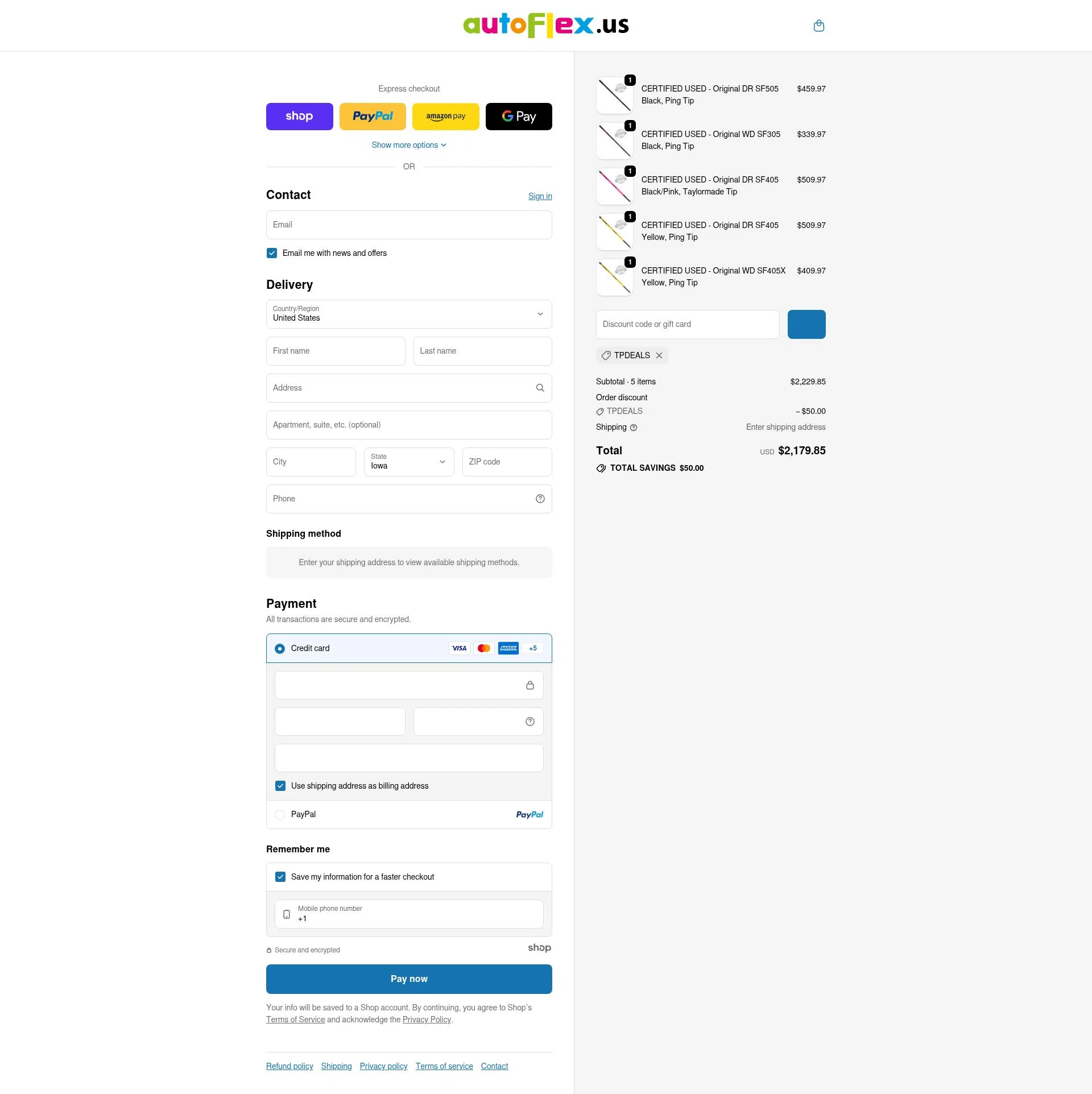 autoFlex.us checkout page showing autoFlex.us promo code box | Screenshot taken by SimplyCodes community member on Jan 2, 2026
