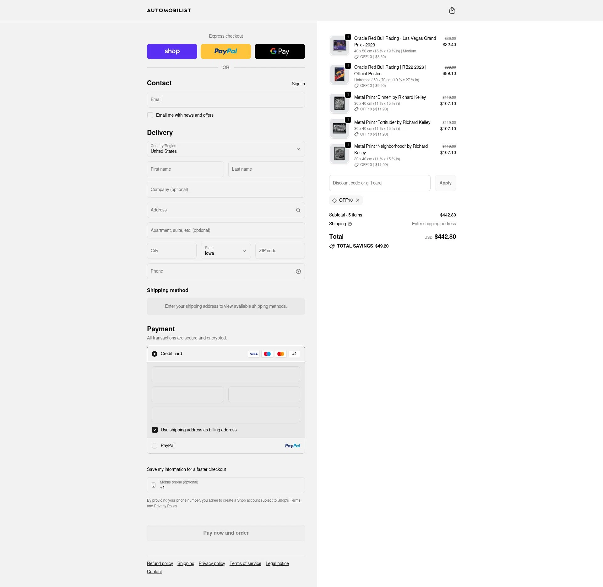 Automobilist checkout page showing Automobilist discount code box | Screenshot taken by SimplyCodes community member on Feb 18, 2026