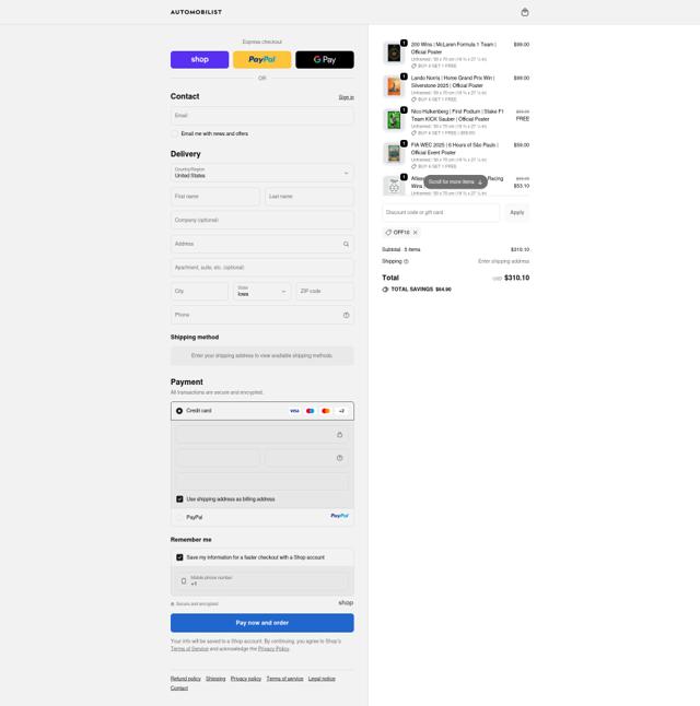 Automobilist checkout page showing Automobilist discount code box | Screenshot taken by SimplyCodes community member on Sep 21, 2025