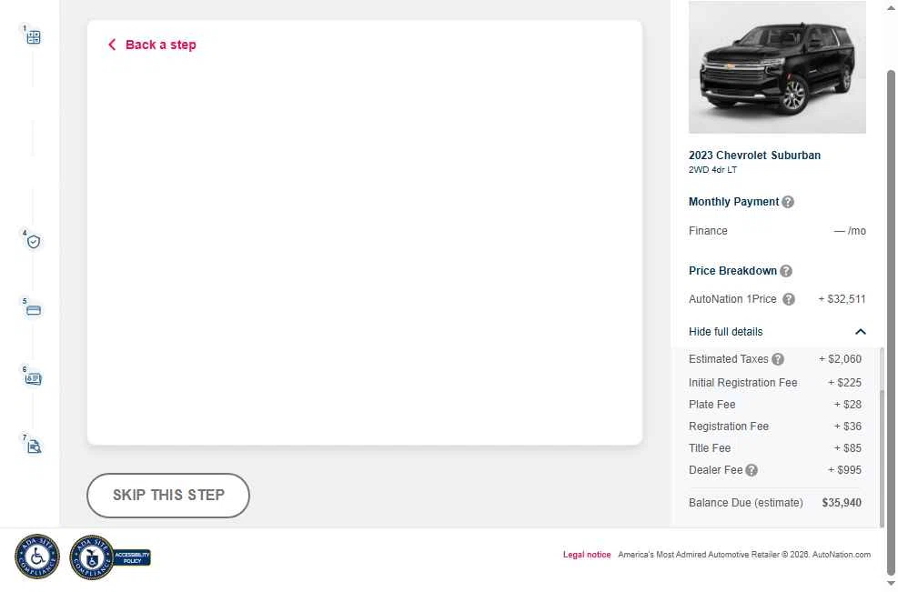 AutoNation checkout page showing AutoNation promo code box | Screenshot taken by SimplyCodes community member on Jan 9, 2026